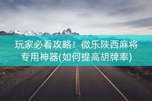 玩家必看攻略！微乐陕西麻将专用神器(如何提高胡牌率)