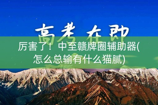 厉害了！中至赣牌圈辅助器(怎么总输有什么猫腻)
