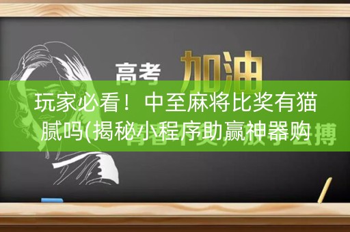 玩家必看！中至麻将比奖有猫腻吗(揭秘小程序助赢神器购买)
