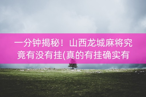 一分钟揭秘！山西龙城麻将究竟有没有挂(真的有挂确实有挂)