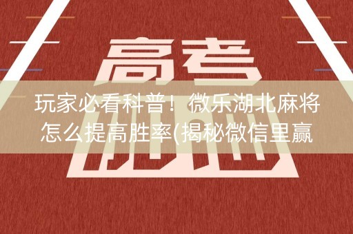 玩家必看科普！微乐湖北麻将怎么提高胜率(揭秘微信里赢的诀窍)