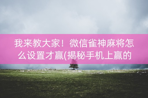 我来教大家！微信雀神麻将怎么设置才赢(揭秘手机上赢的秘诀)