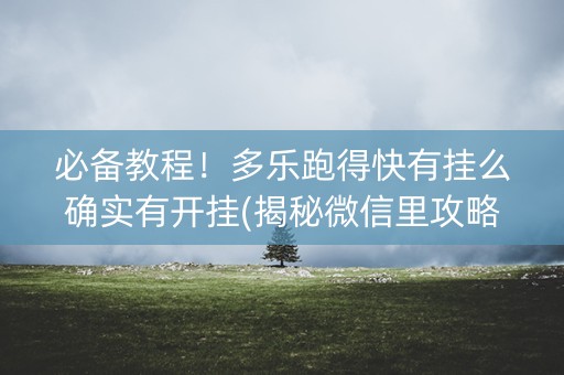 必备教程！多乐跑得快有挂么确实有开挂(揭秘微信里攻略插件)
