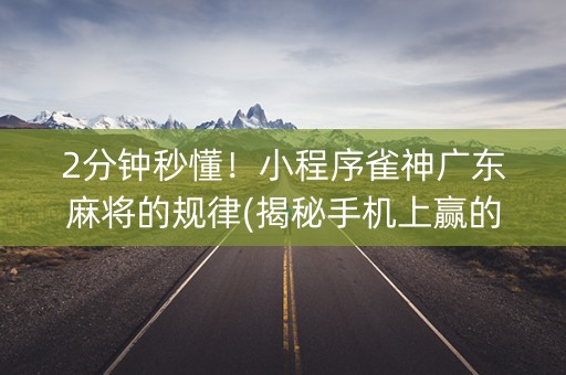 2分钟秒懂！小程序雀神广东麻将的规律(揭秘手机上赢的诀窍)