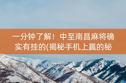 一分钟了解！中至南昌麻将确实有挂的(揭秘手机上赢的秘诀)