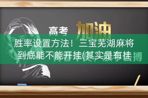胜率设置方法！三宝芜湖麻将到底能不能开挂(其实是有挂确实有挂)