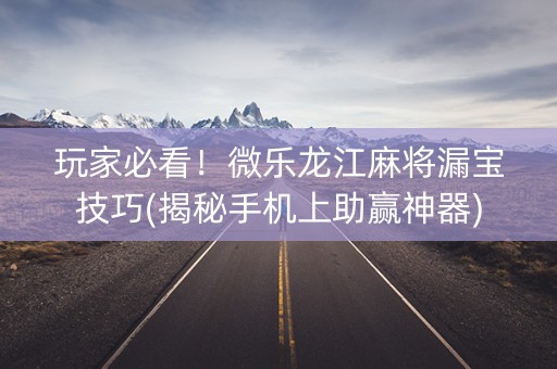 玩家必看！微乐龙江麻将漏宝技巧(揭秘手机上助赢神器)