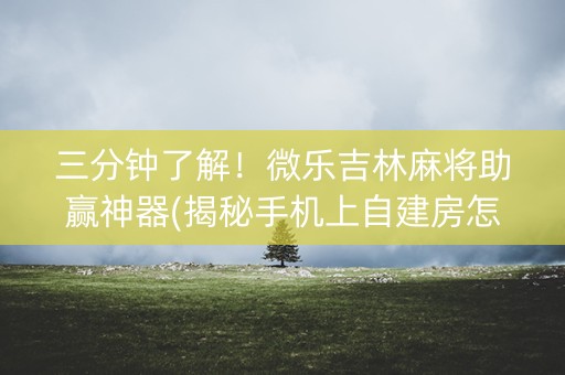 三分钟了解！微乐吉林麻将助赢神器(揭秘手机上自建房怎么赢)