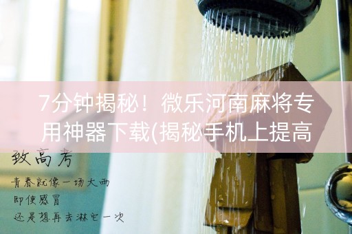 7分钟揭秘！微乐河南麻将专用神器下载(揭秘手机上提高赢的概率)