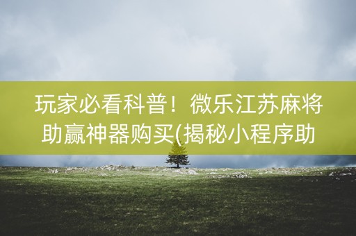 玩家必看科普！微乐江苏麻将助赢神器购买(揭秘小程序助赢神器)
