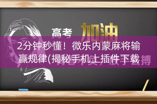 2分钟秒懂！微乐内蒙麻将输赢规律(揭秘手机上插件下载)
