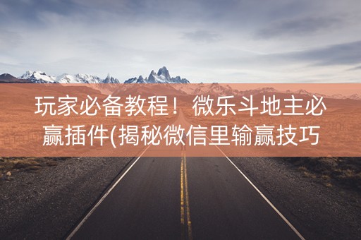 玩家必备教程！微乐斗地主必赢插件(揭秘微信里输赢技巧)