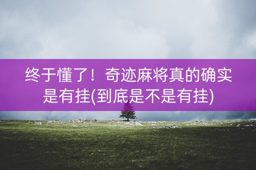 终于懂了！奇迹麻将真的确实是有挂(到底是不是有挂)