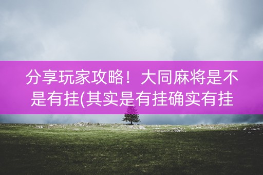 分享玩家攻略！大同麻将是不是有挂(其实是有挂确实有挂)