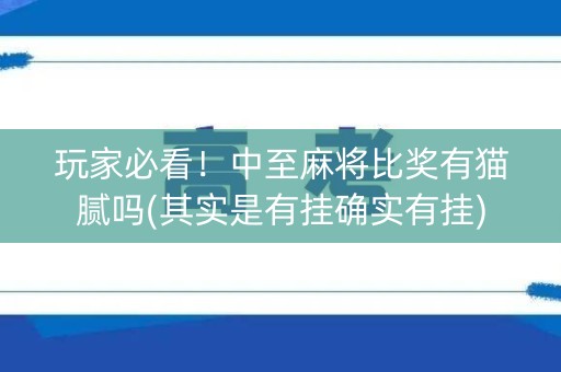 玩家必看！中至麻将比奖有猫腻吗(其实是有挂确实有挂)
