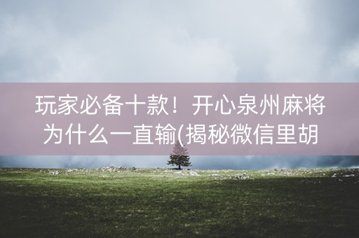 玩家必备十款！开心泉州麻将为什么一直输(揭秘微信里胡牌技巧)