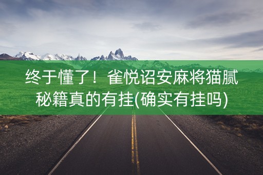 终于懂了！雀悦诏安麻将猫腻秘籍真的有挂(确实有挂吗)