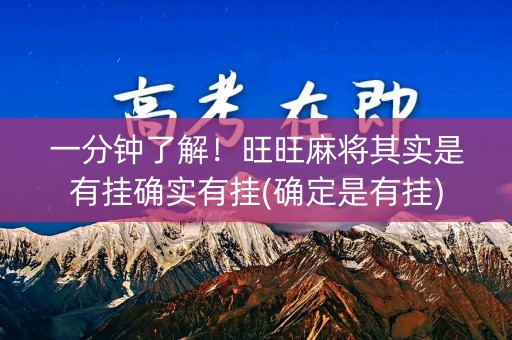 一分钟了解！旺旺麻将其实是有挂确实有挂(确定是有挂)