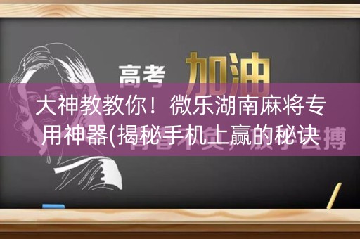 大神教教你！微乐湖南麻将专用神器(揭秘手机上赢的秘诀)