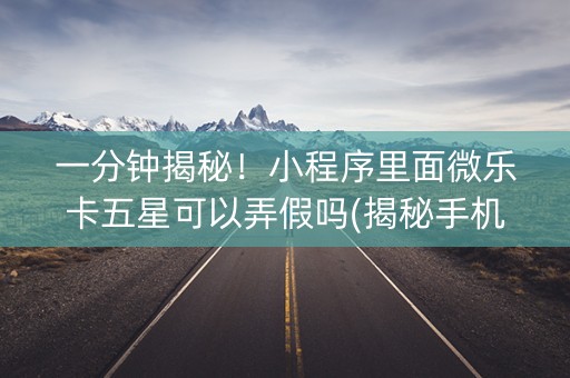 一分钟揭秘！小程序里面微乐卡五星可以弄假吗(揭秘手机上插件购买)