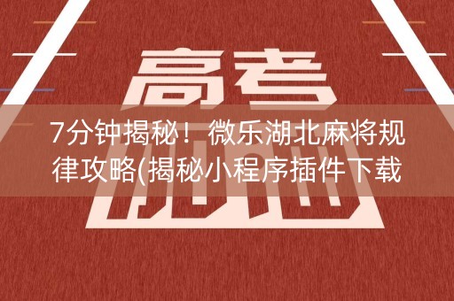 7分钟揭秘！微乐湖北麻将规律攻略(揭秘小程序插件下载)