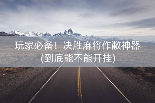 玩家必备！决胜麻将作敝神器(到底能不能开挂)