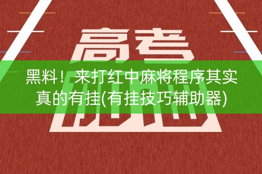 黑料！来打红中麻将程序其实真的有挂(有挂技巧辅助器)