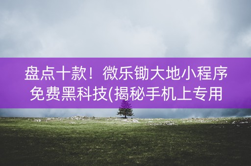 盘点十款！微乐锄大地小程序免费黑科技(揭秘手机上专用神器)