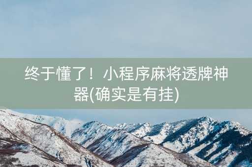 终于懂了！小程序麻将透牌神器(确实是有挂)
