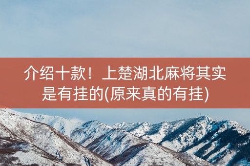 介绍十款！上楚湖北麻将其实是有挂的(原来真的有挂)