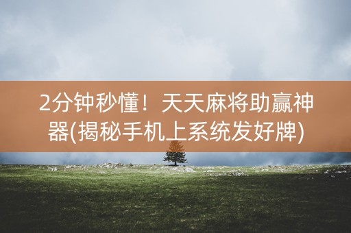 2分钟秒懂！天天麻将助赢神器(揭秘手机上系统发好牌)
