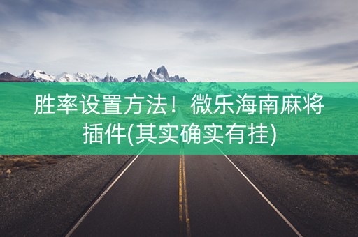 胜率设置方法！微乐海南麻将插件(其实确实有挂)