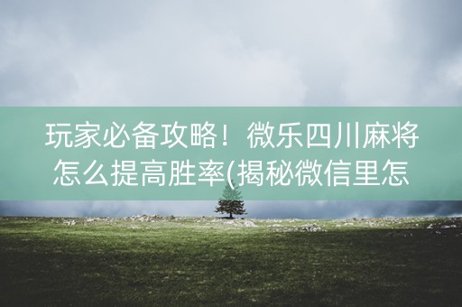玩家必备攻略！微乐四川麻将怎么提高胜率(揭秘微信里怎么容易赢)