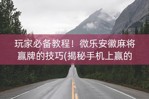 玩家必备教程！微乐安徽麻将赢牌的技巧(揭秘手机上赢的秘诀)