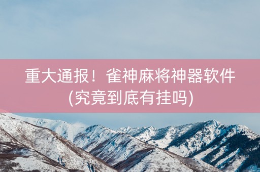 重大通报！雀神麻将神器软件(究竟到底有挂吗)
