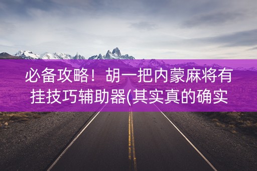 必备攻略！胡一把内蒙麻将有挂技巧辅助器(其实真的确实有挂)