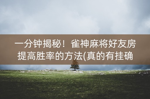 一分钟揭秘！雀神麻将好友房提高胜率的方法(真的有挂确实有挂)