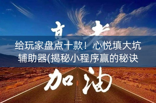 给玩家盘点十款！心悦填大坑辅助器(揭秘小程序赢的秘诀)
