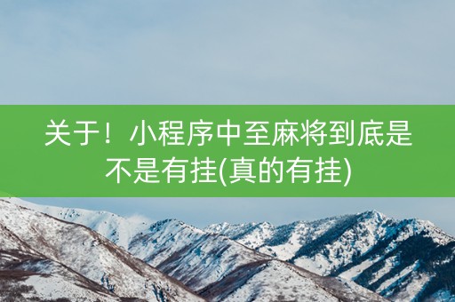关于！小程序中至麻将到底是不是有挂(真的有挂)