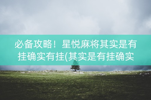 必备攻略！星悦麻将其实是有挂确实有挂(其实是有挂确实有挂)