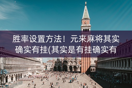 胜率设置方法！元来麻将其实确实有挂(其实是有挂确实有挂)