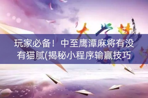 玩家必备！中至鹰潭麻将有没有猫腻(揭秘小程序输赢技巧)