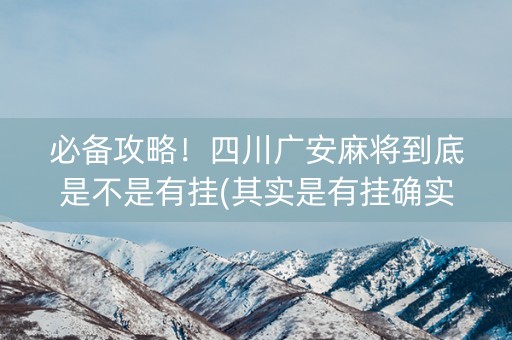 必备攻略！四川广安麻将到底是不是有挂(其实是有挂确实有挂)