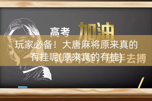 玩家必备！大唐麻将原来真的有挂呢(原来真的有挂)