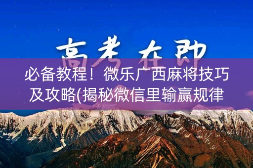 必备教程！微乐广西麻将技巧及攻略(揭秘微信里输赢规律)