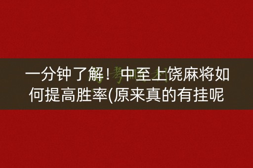 一分钟了解！中至上饶麻将如何提高胜率(原来真的有挂呢)
