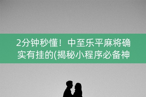 2分钟秒懂！中至乐平麻将确实有挂的(揭秘小程序必备神器)