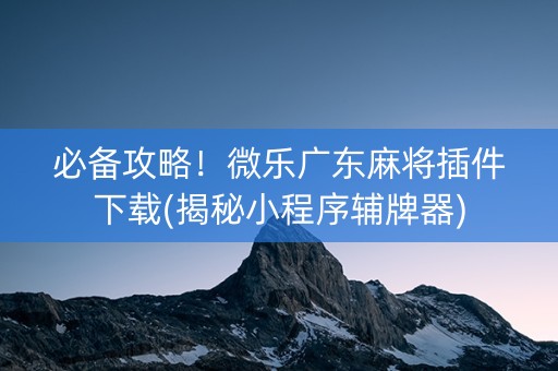 必备攻略！微乐广东麻将插件下载(揭秘小程序辅牌器)