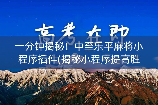 一分钟揭秘！中至乐平麻将小程序插件(揭秘小程序提高胜率)