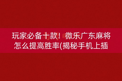 玩家必备十款！微乐广东麻将怎么提高胜率(揭秘手机上插件购买)